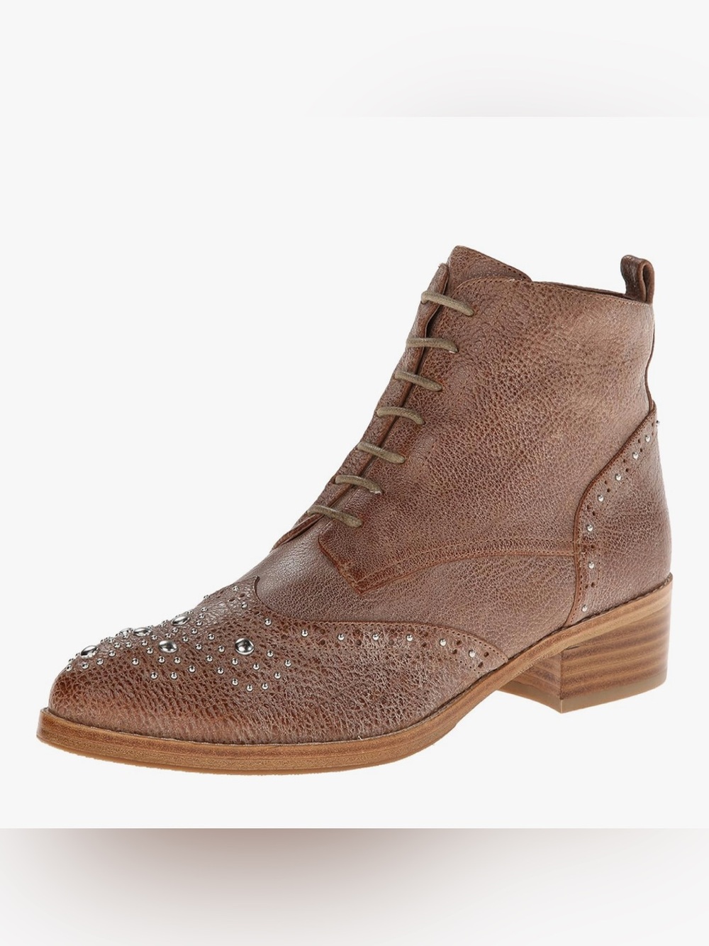 Donald J. Pliner Brown Studded Leather Lace-Up Ankle Boot